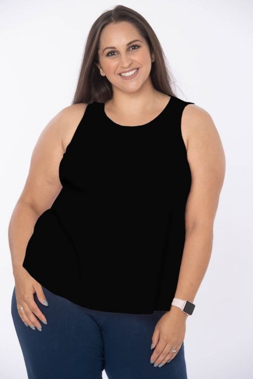 Womens plus size comfy fit black vest top